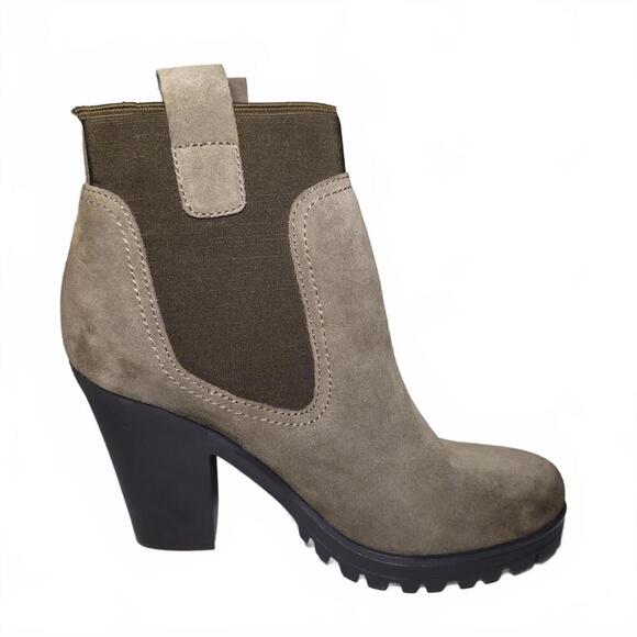 Guess Women's Heeled Chunky Chelsea Boots Size 9.5 Taupe Suede - Picture 8 of 10